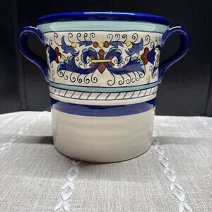 Pier 1 San Marino Blue Dereuta Pattern Utensil Holder